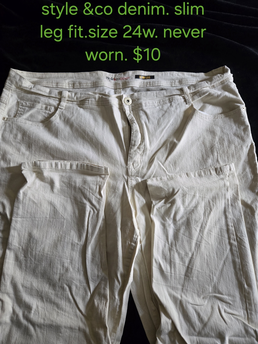 Style & Co. Slim Leg Womens Jeans in Cream White